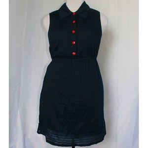 Navy Blue Button Up Cotton Dress